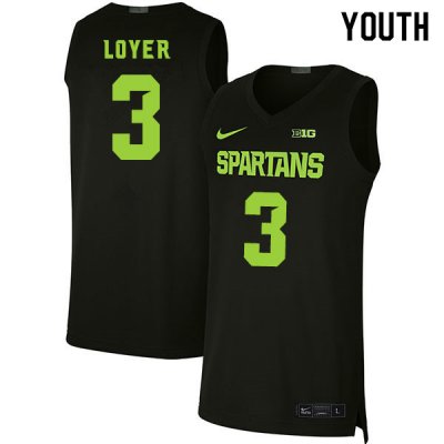 Youth Foster Loyer Michigan State Spartans #3 Nike NCAA 2019-20 Black Authentic College Stitched Basketball Jersey CD50N77CA